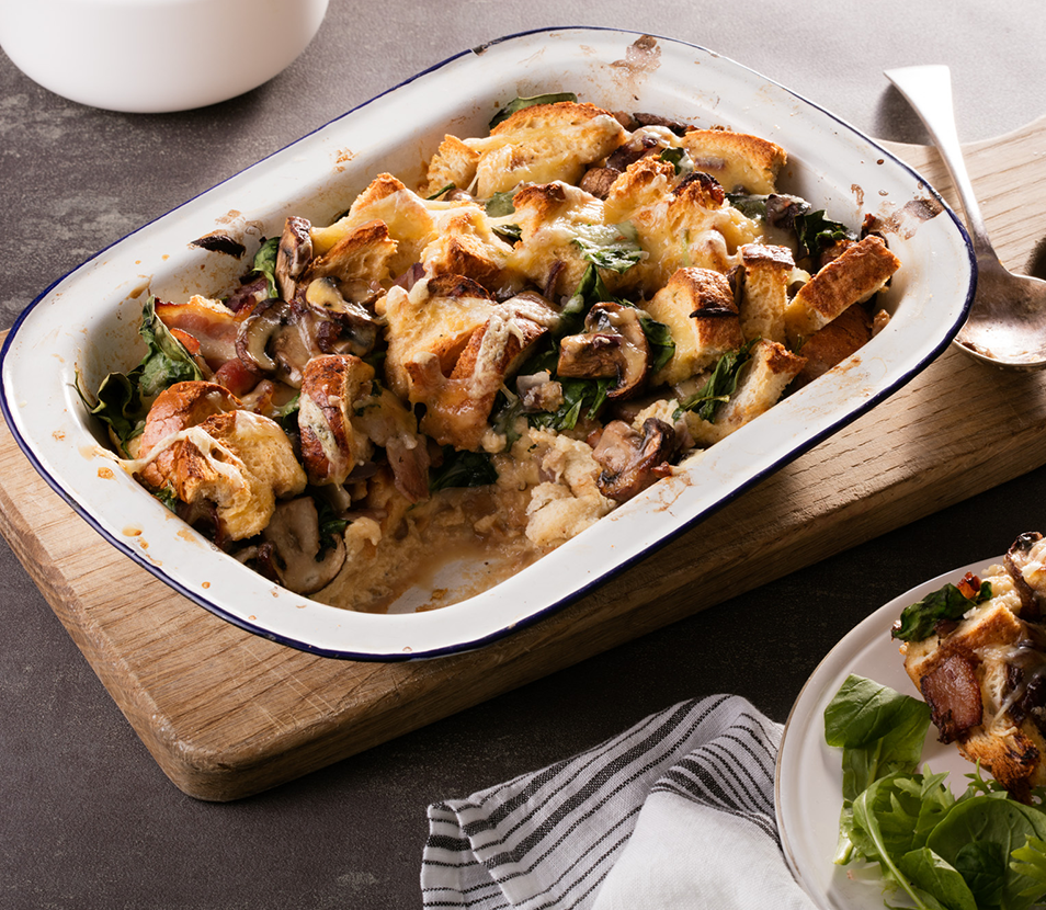 Bacon, Cheese & Mushroom Strata